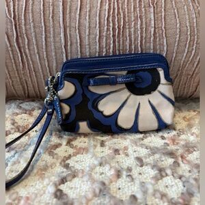 Coach Floral Blue and Black Wristlet